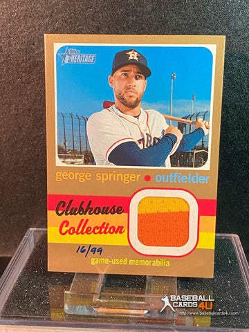 2020 Topps Heritage Clubhouse Collection Relics Gold 16/99 George Springer
